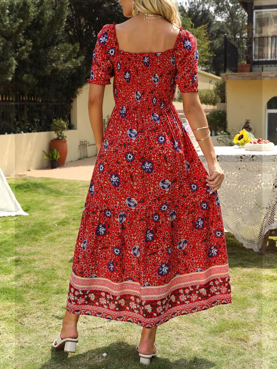 Flowers Print Stylish Dress Long Dress