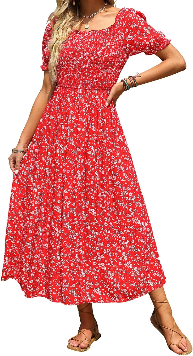 Flowers Print Stylish Dress Long Dress
