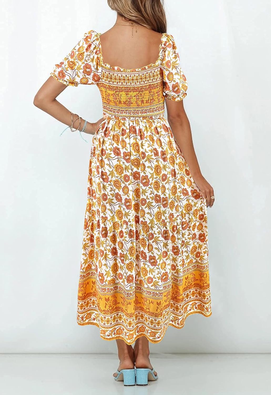 Flowers Print Stylish Dress Long Dress