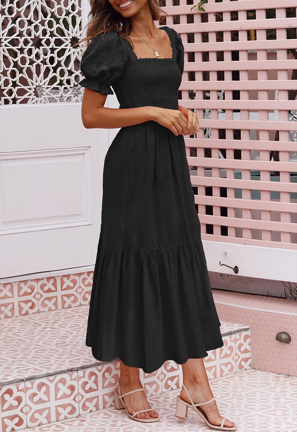 Flowers Print Stylish Dress Long Dress