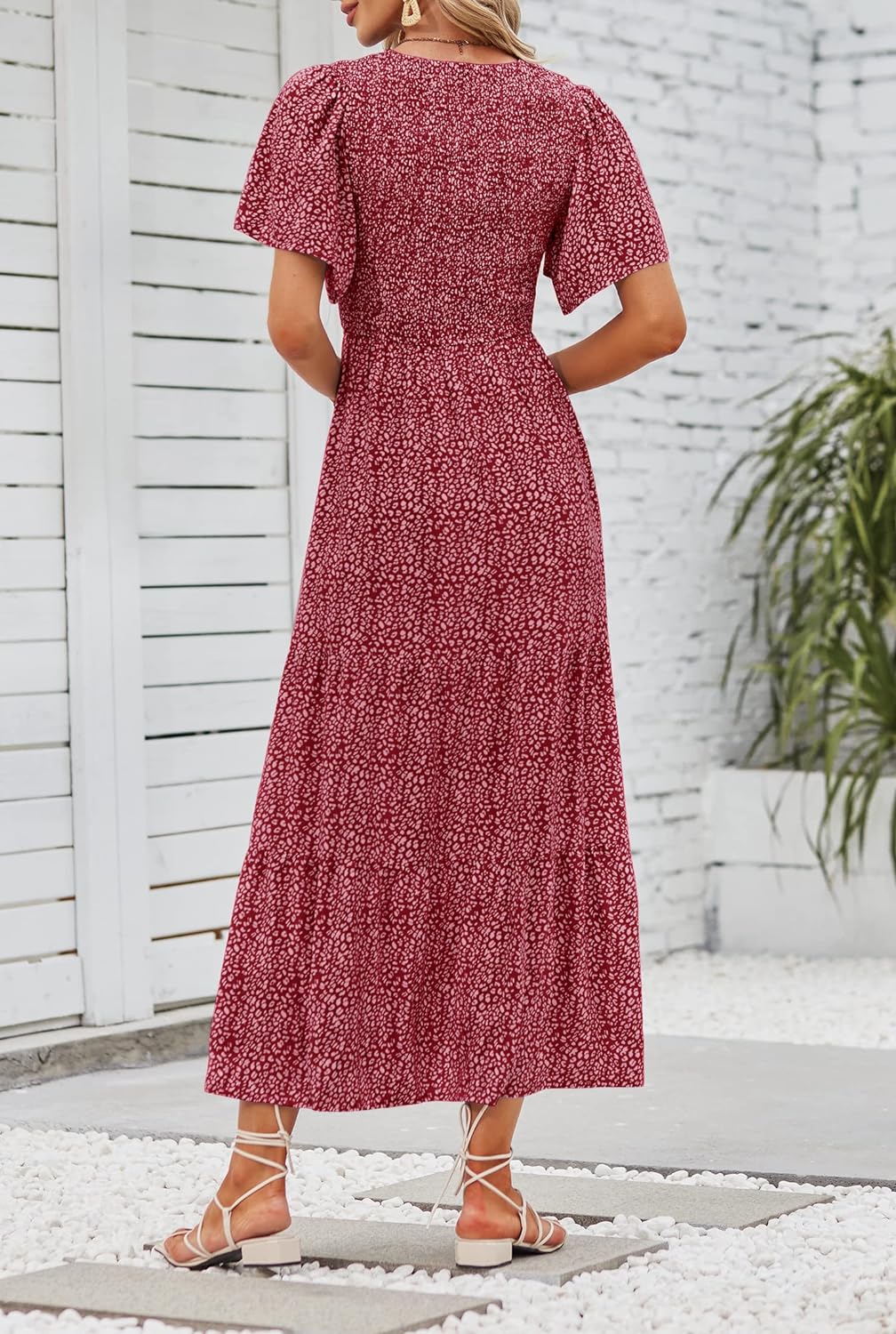 Summer Style Printed Short Design Sleeves Dress