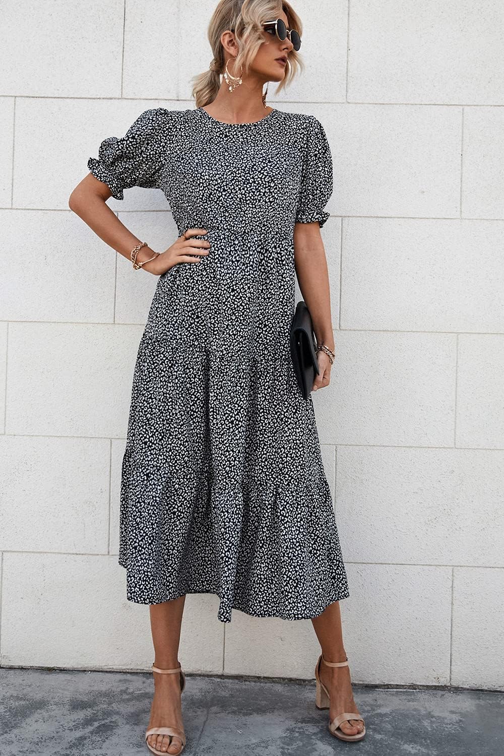 Women's Flowers Printed Design Sleeve Dresses