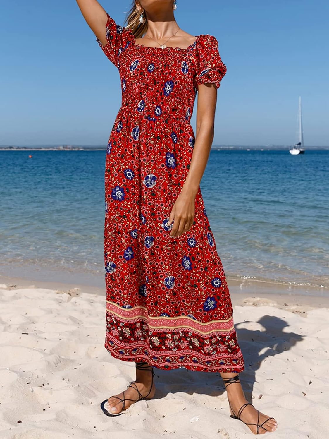 Flowers Print Stylish Dress Long Dress