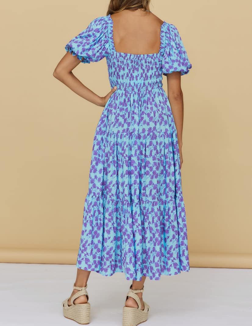 Flowers Print Stylish Dress Long Dress