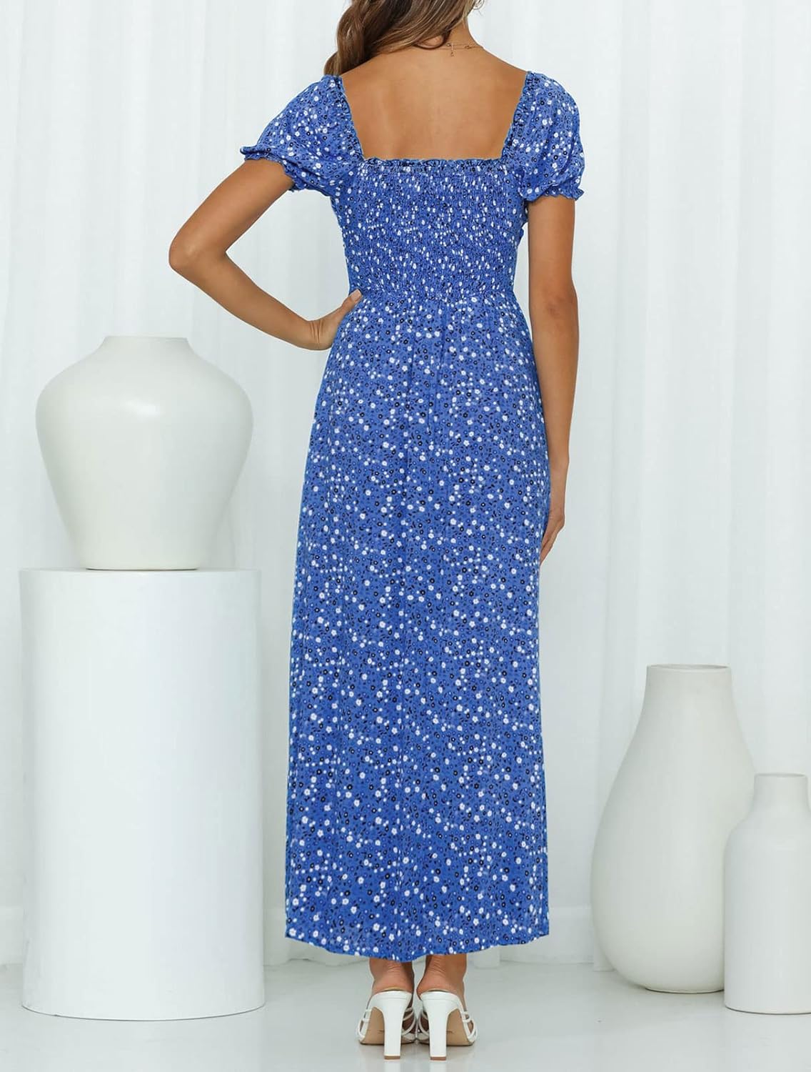 Flowers Print Stylish Dress Long Dress