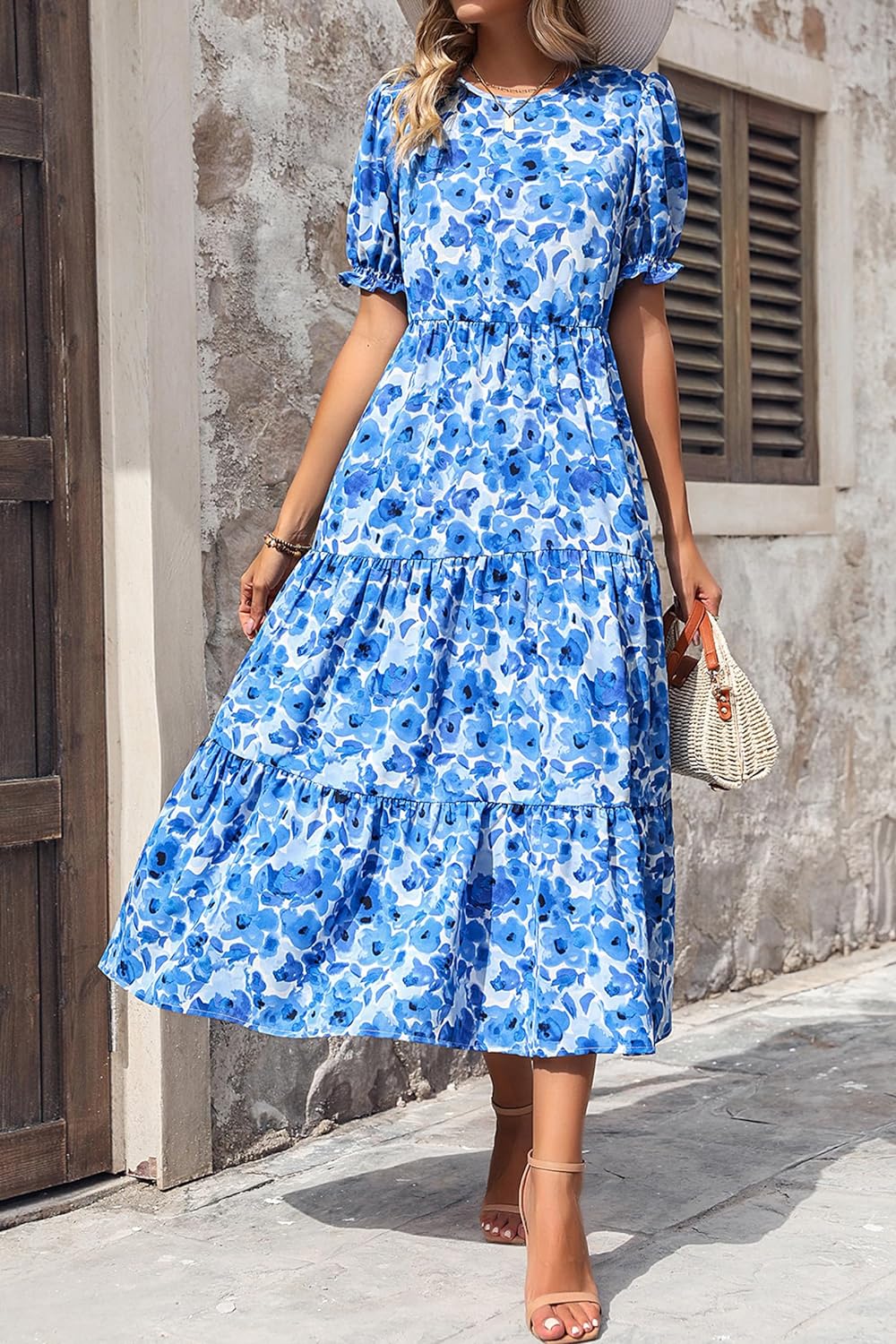 Women's Flowers Printed Design Sleeve Dresses