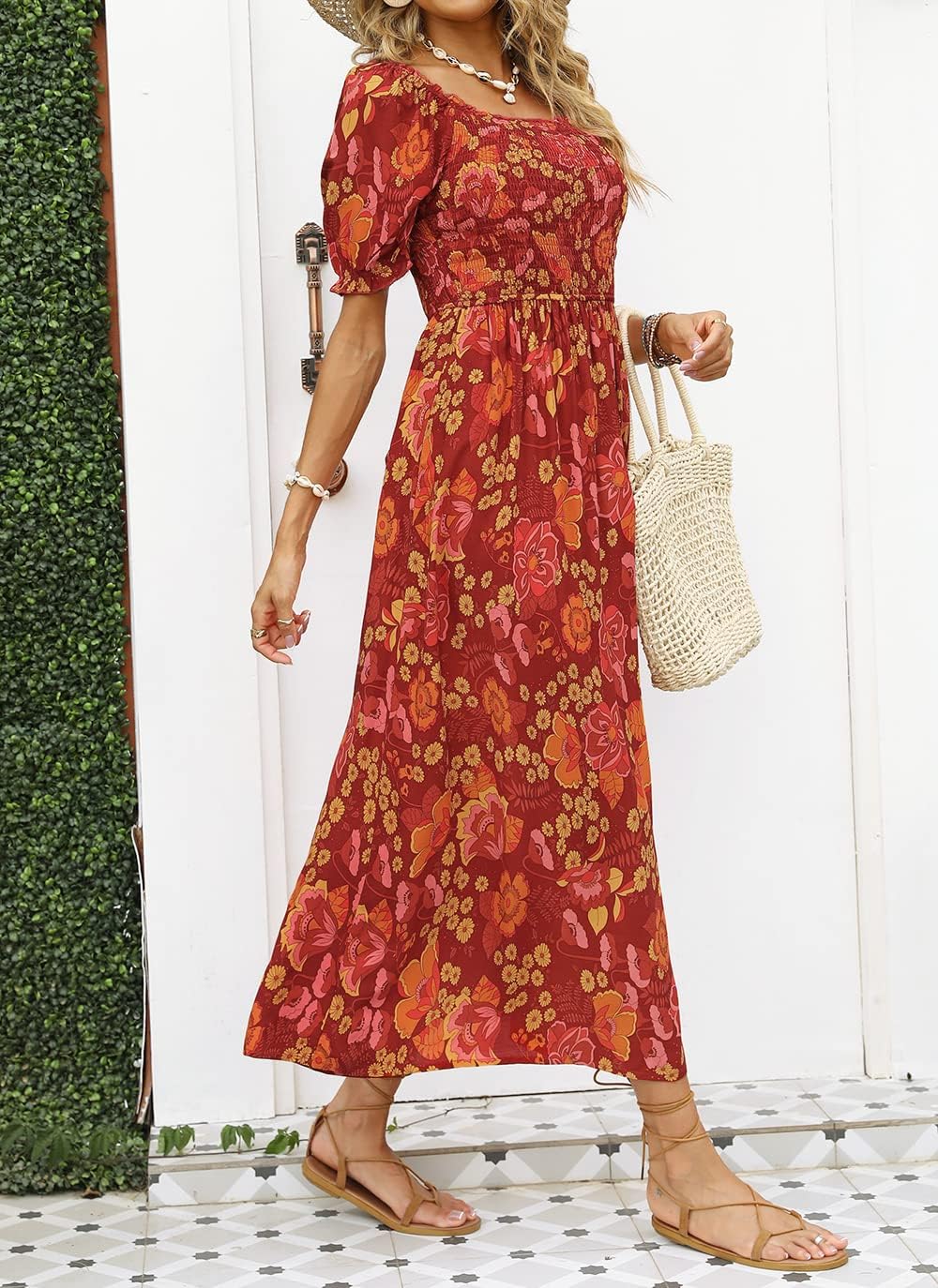Flowers Print Stylish Dress Long Dress