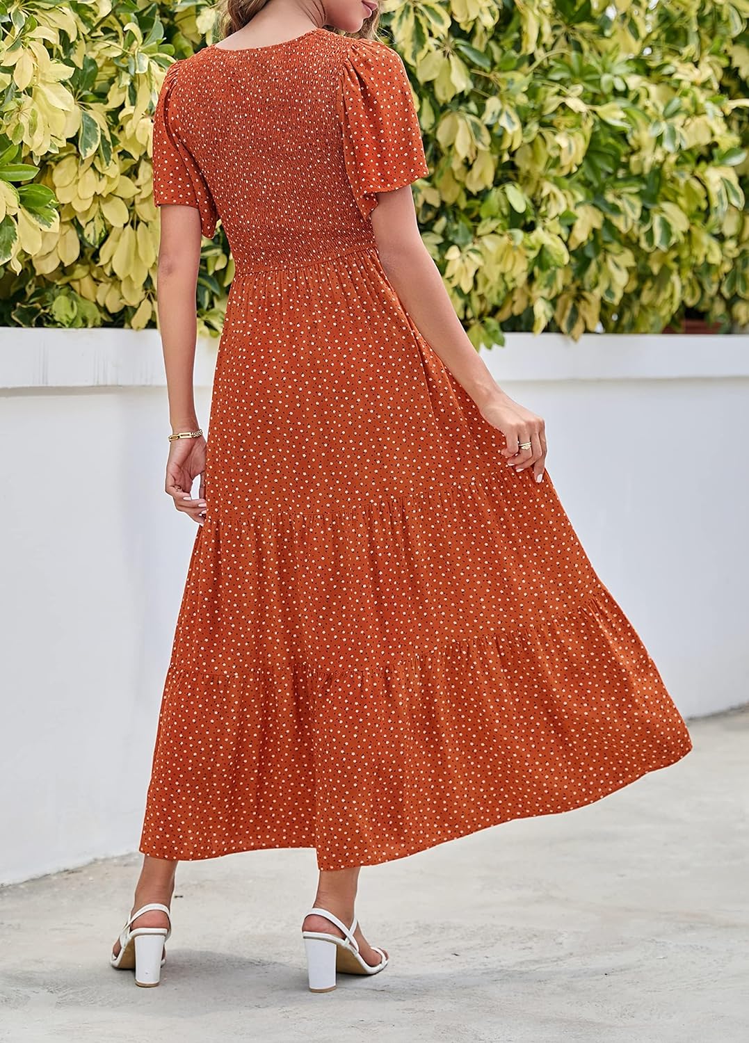 Summer Style Printed Short Design Sleeves Dress