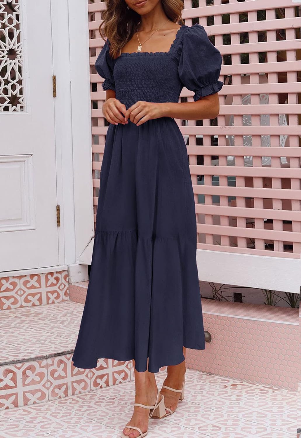 Flowers Print Stylish Dress Long Dress