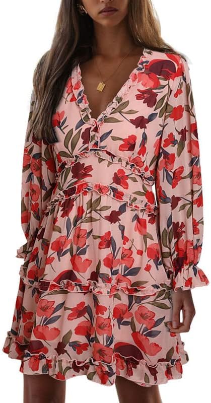 Fancy Floral Print Mini Dress