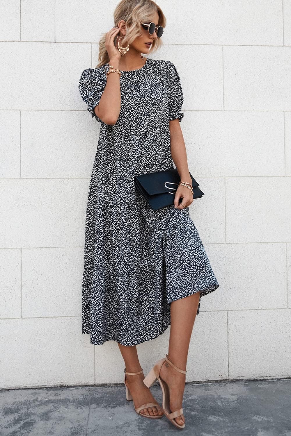 Women's Flowers Printed Design Sleeve Dresses