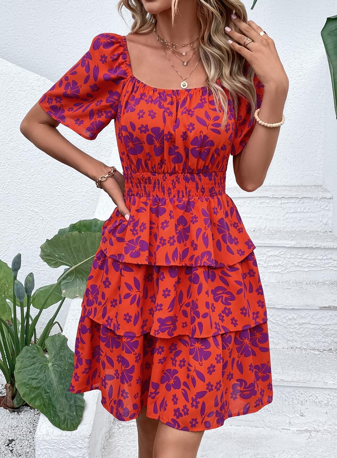 Stylish Printed Summer Short Dress