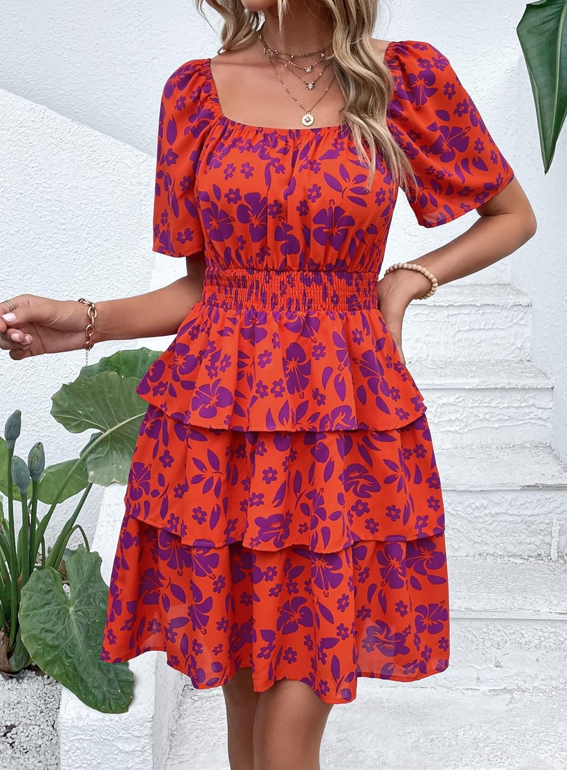 Stylish Printed Summer Short Dress