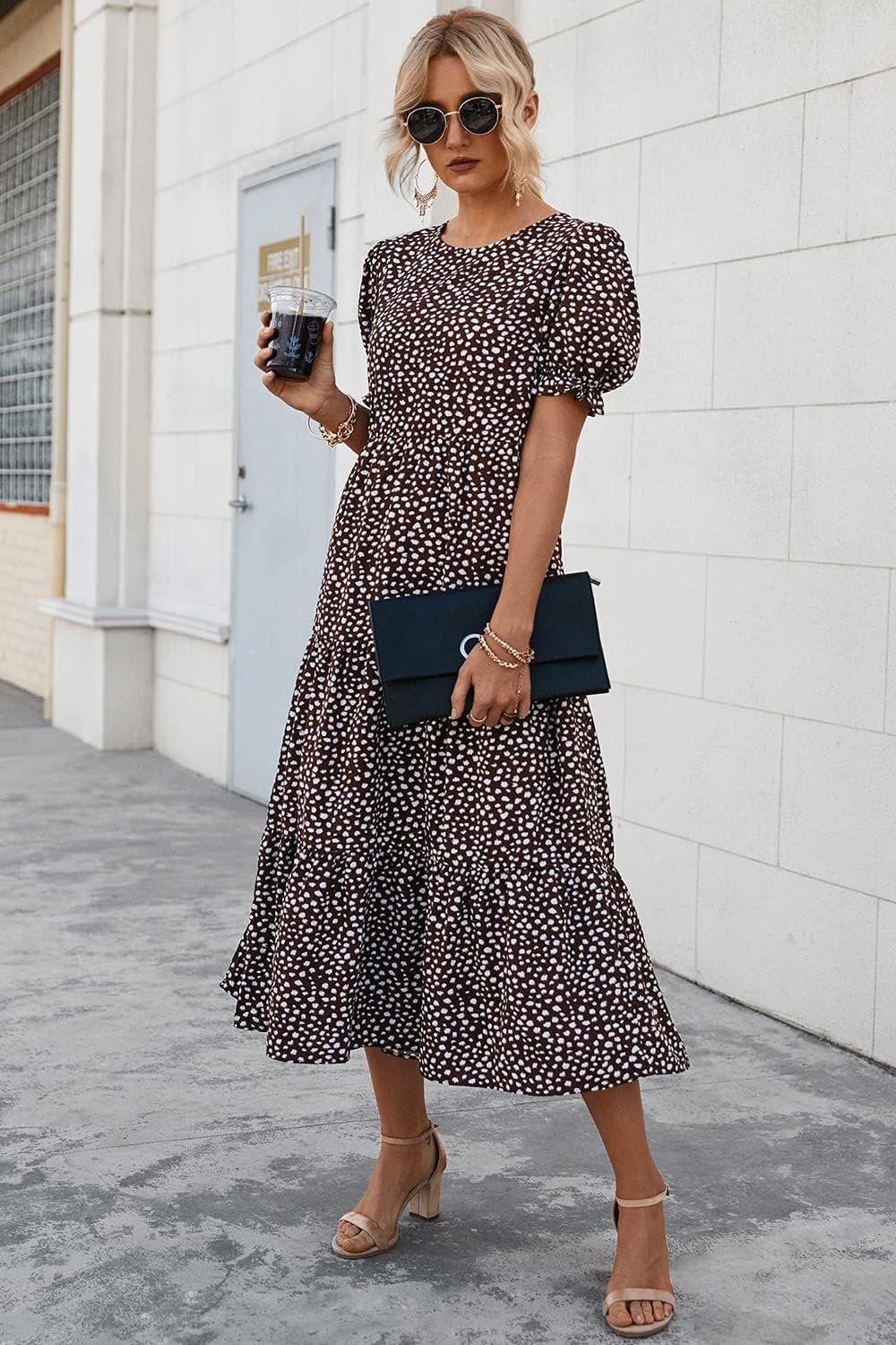 Women's Flowers Printed Design Sleeve Dresses