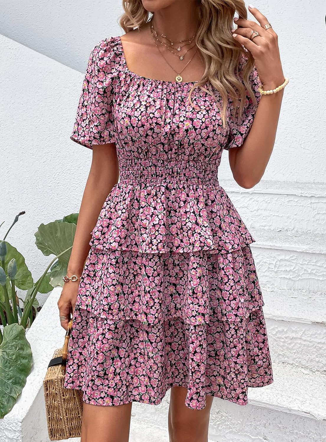 Stylish Printed Summer Short Dress