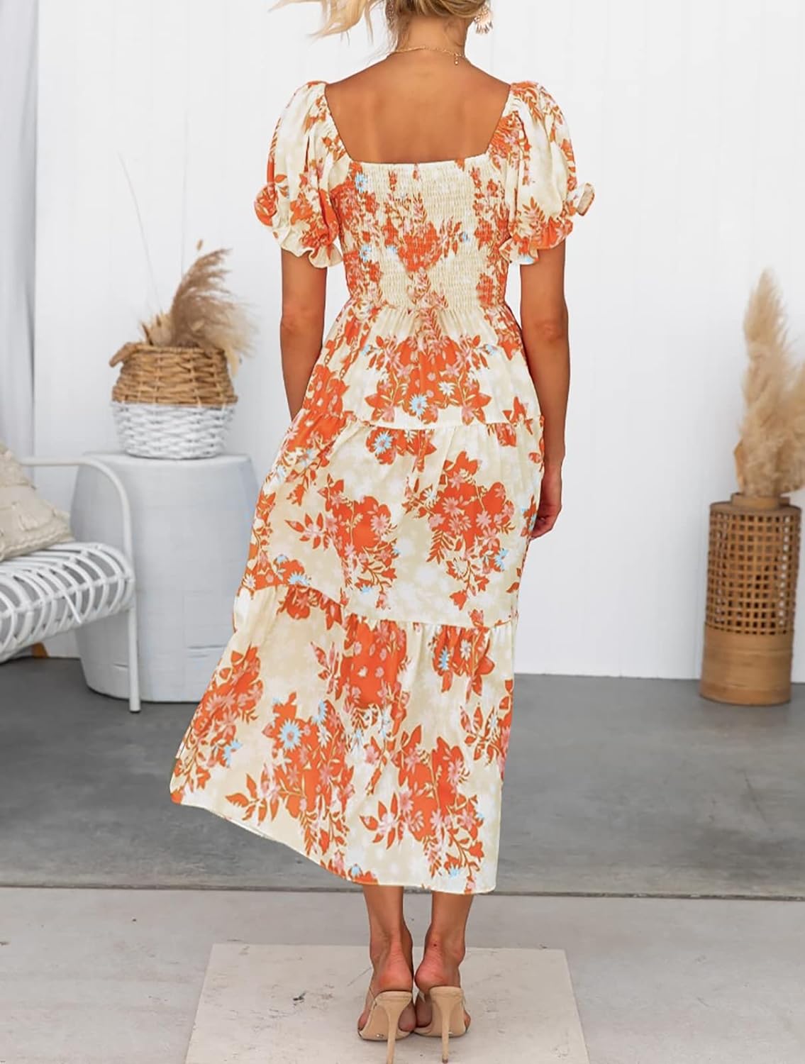 Flowers Print Stylish Dress Long Dress
