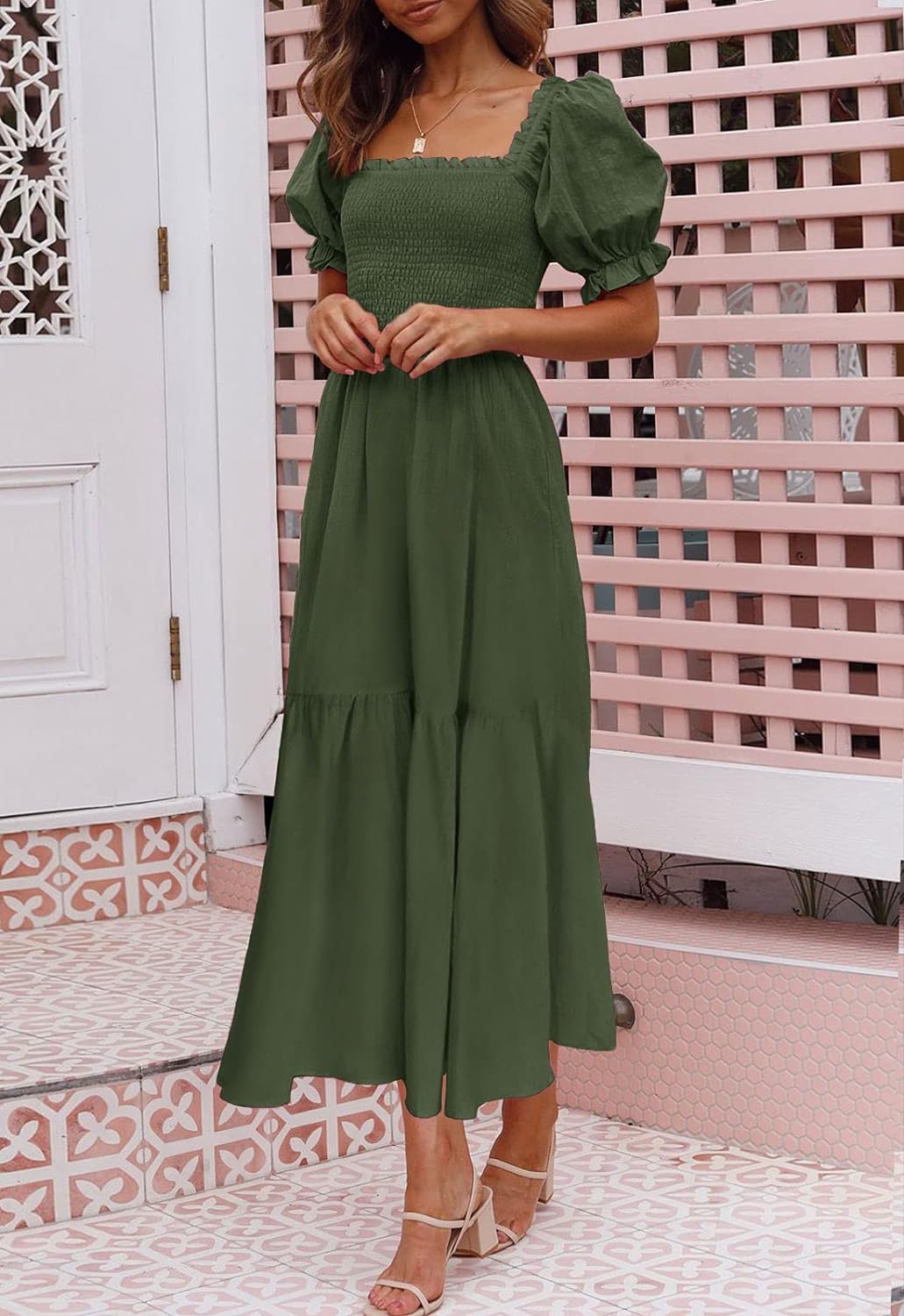 Flowers Print Stylish Dress Long Dress