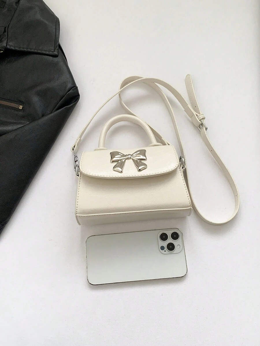 Solid Color Pu Leather Mini Handbag