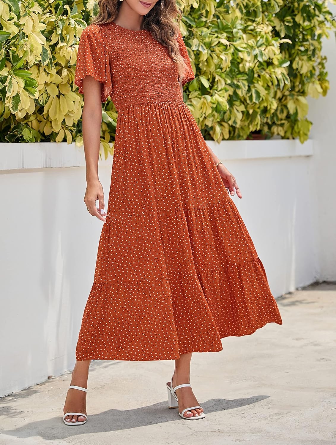 Summer Style Printed Short Design Sleeves Dress