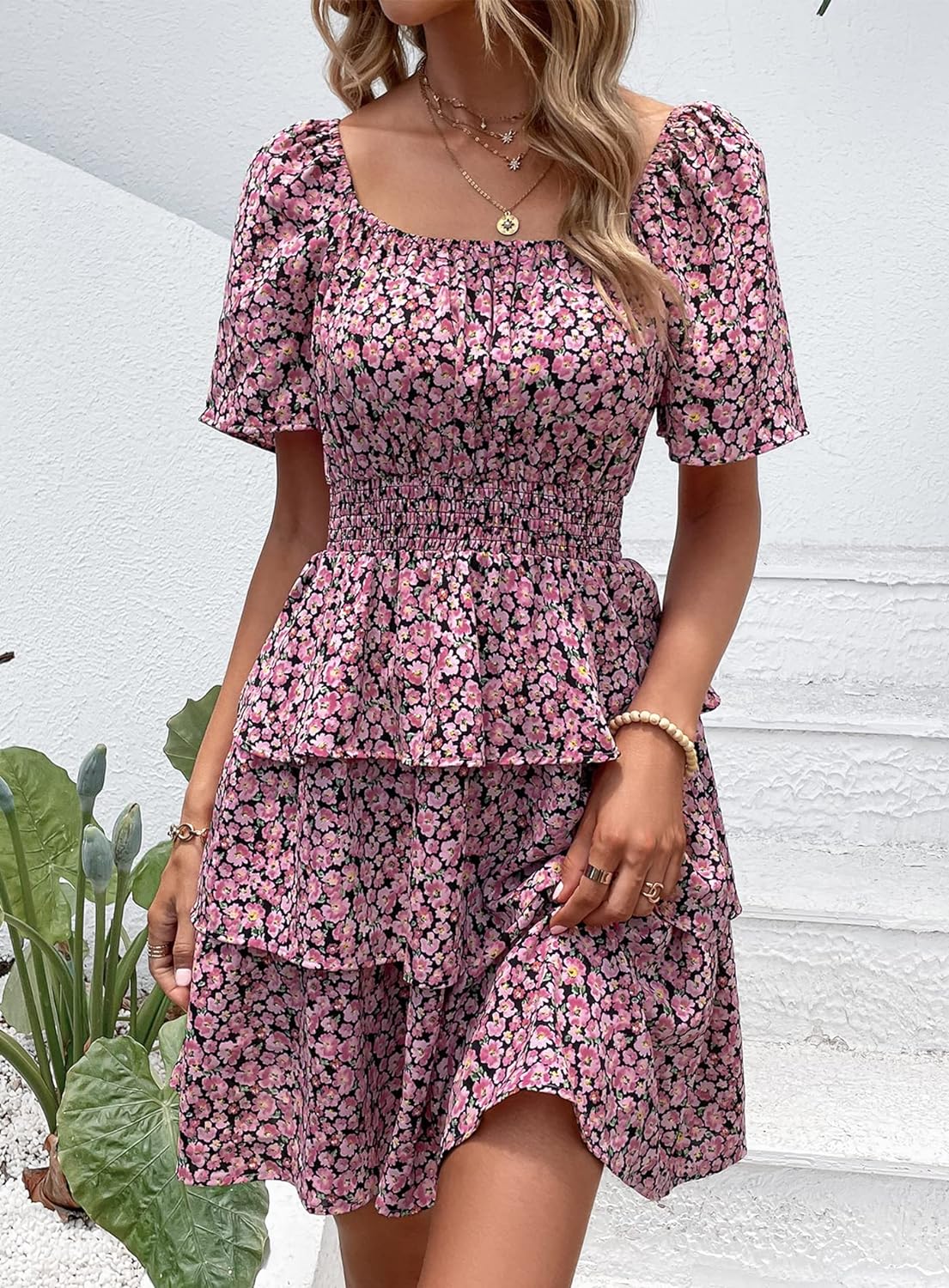 Stylish Printed Summer Short Dress