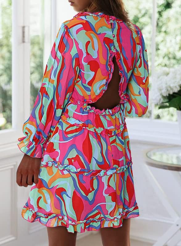 Fancy Floral Print Mini Dress