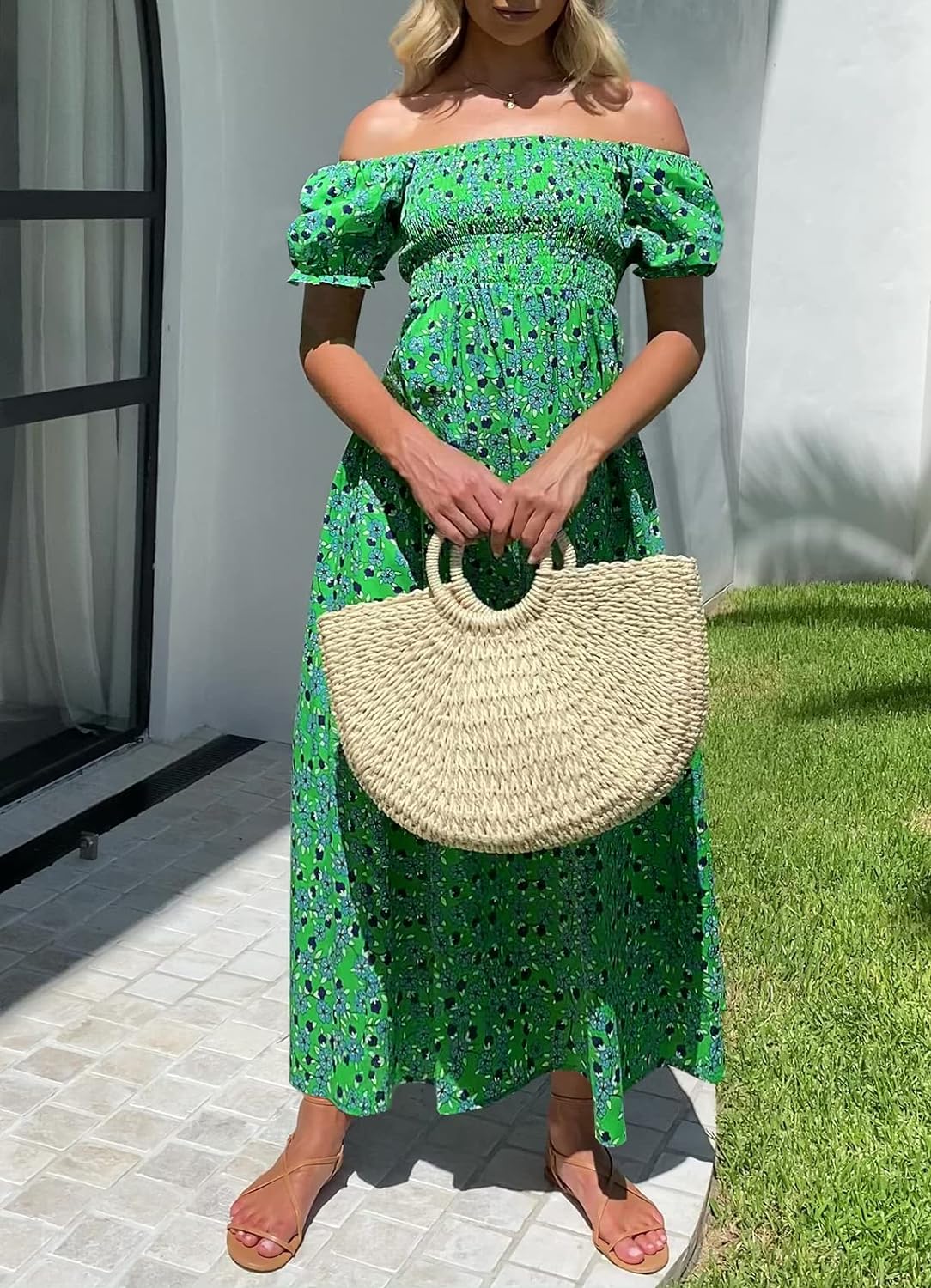 Flowers Print Stylish Dress Long Dress