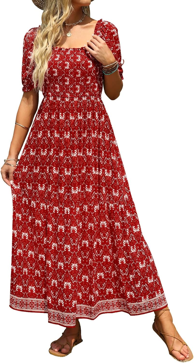 Flowers Print Stylish Dress Long Dress