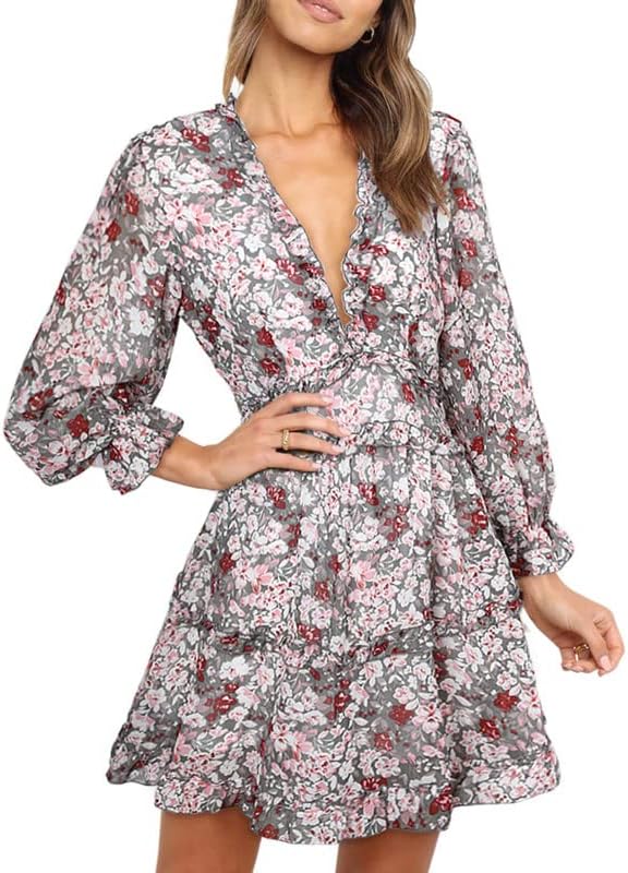 Fancy Floral Print Mini Dress
