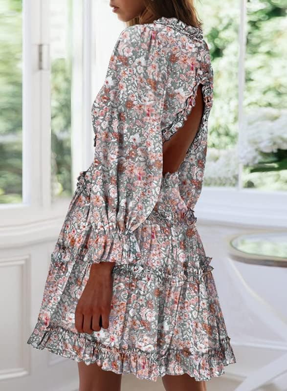 Fancy Floral Print Mini Dress