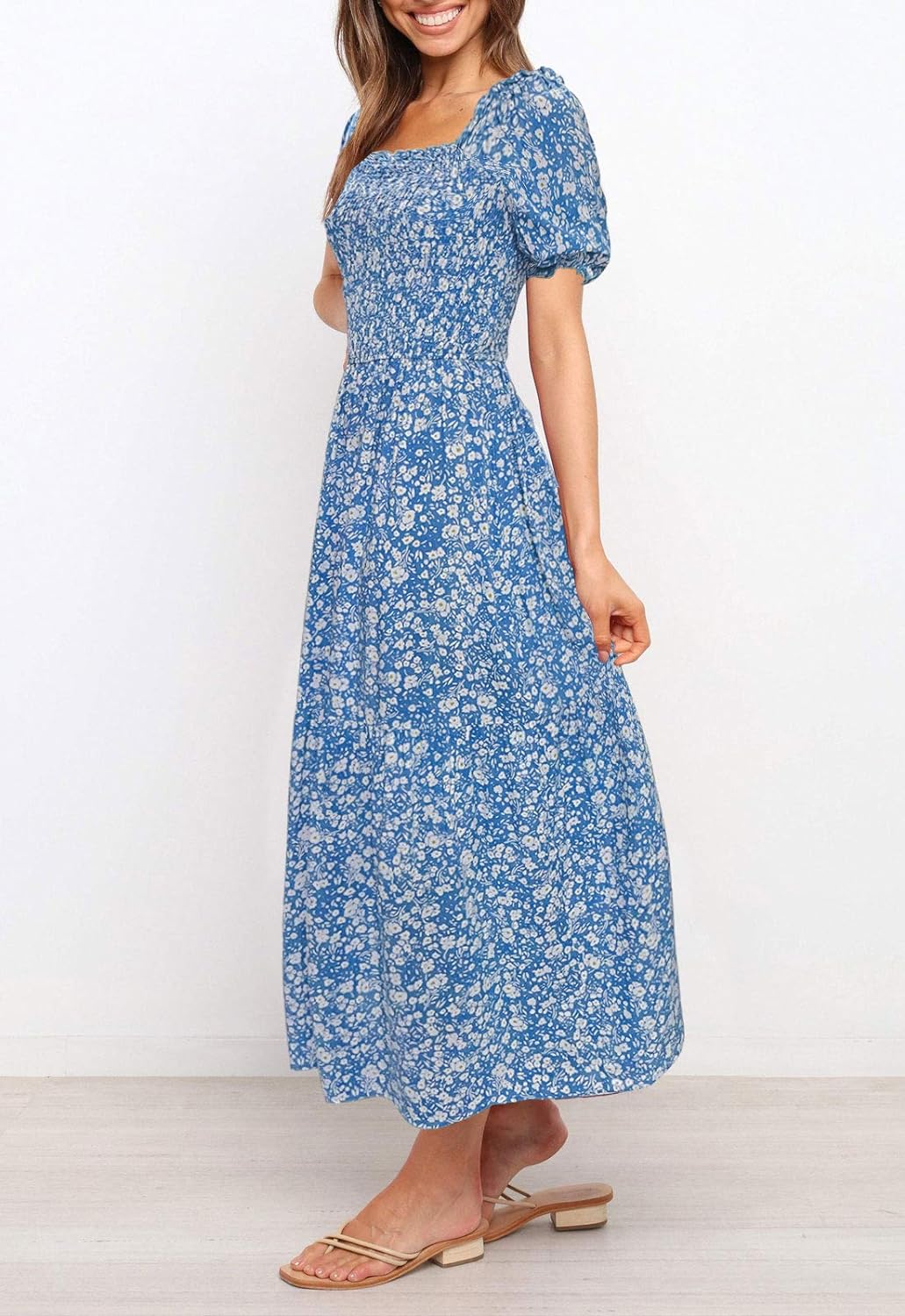Flowers Print Stylish Dress Long Dress
