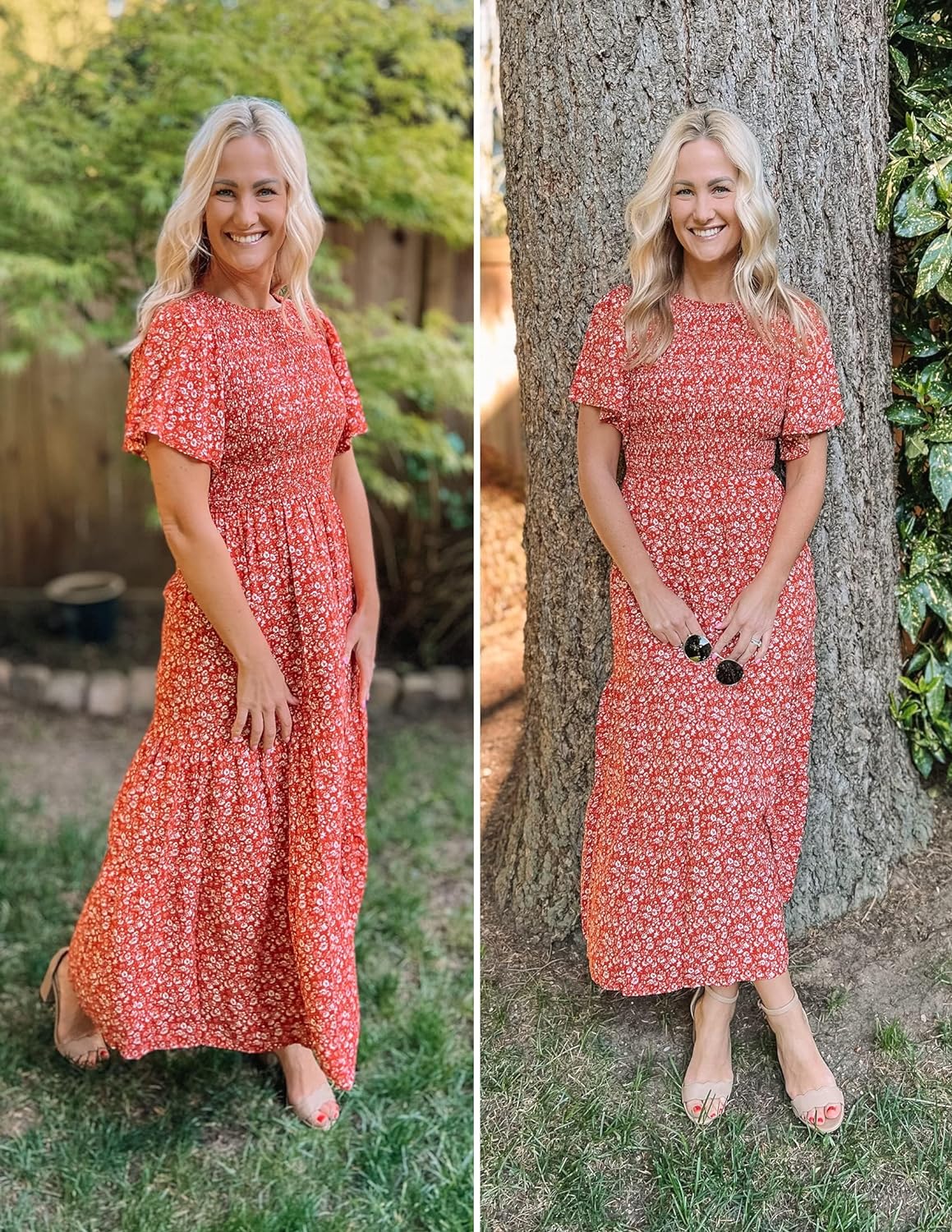 Summer Style Printed Short Design Sleeves Dress