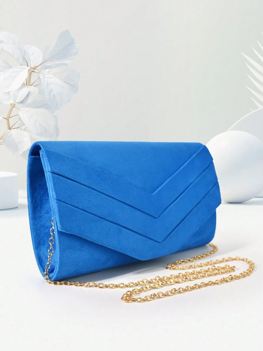 Lady Blue Velvet Clutch Handbag