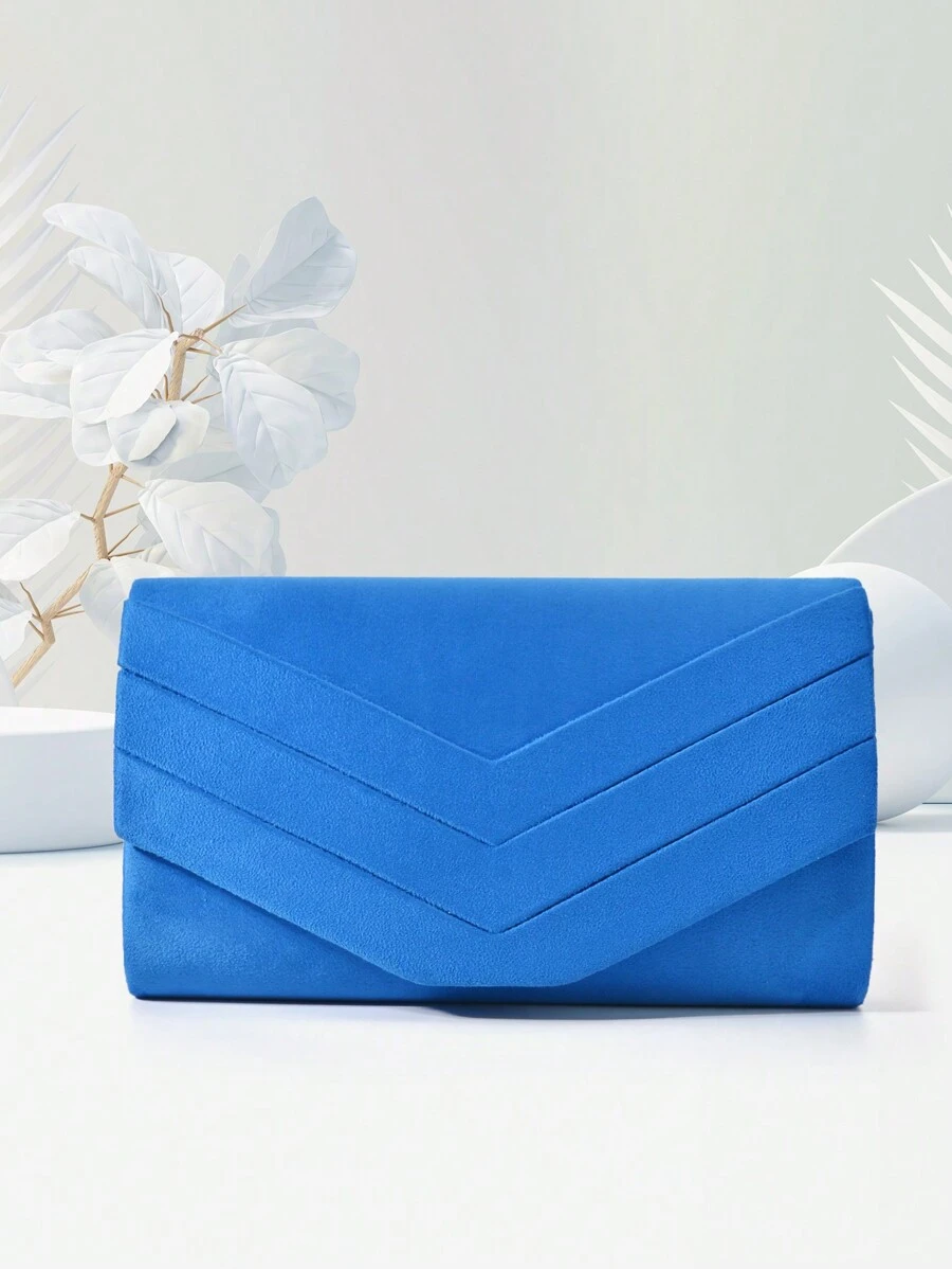Lady Blue Velvet Clutch Handbag
