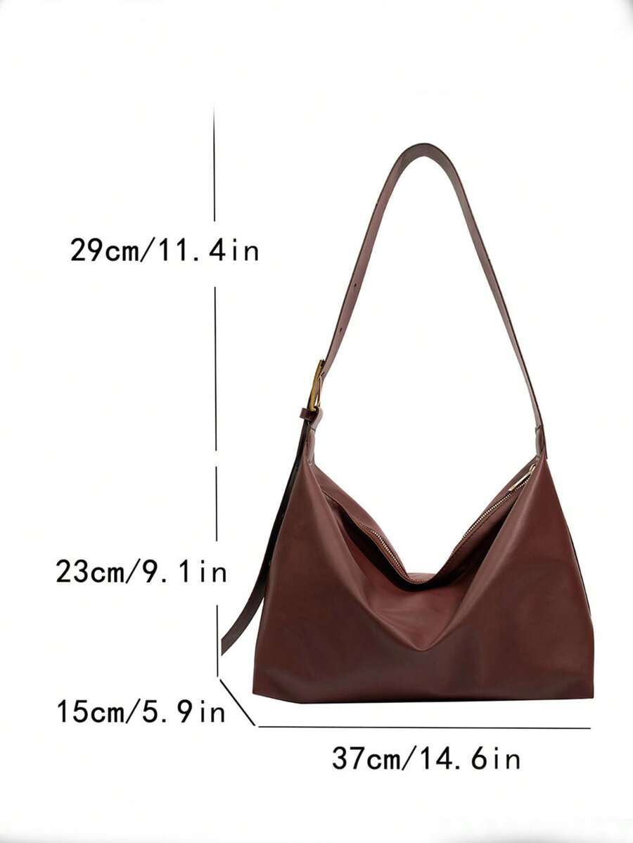 Solid Color Wine Red Shoulder Bag