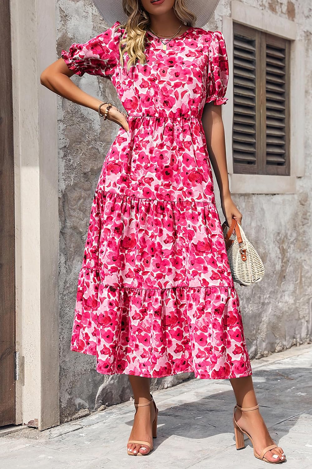 Women's Flowers Printed Design Sleeve Dresses