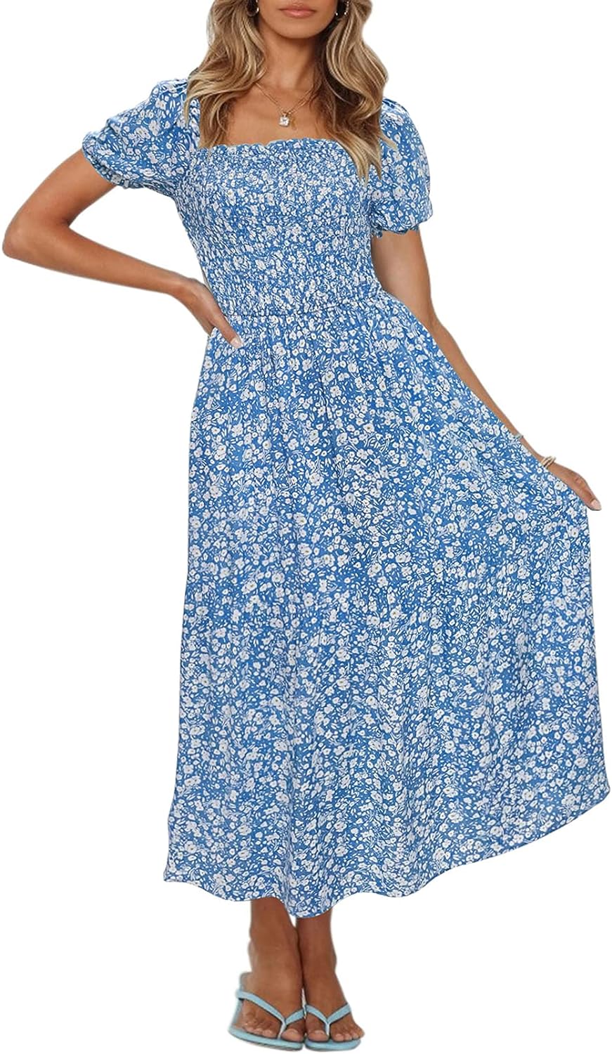 Flowers Print Stylish Dress Long Dress