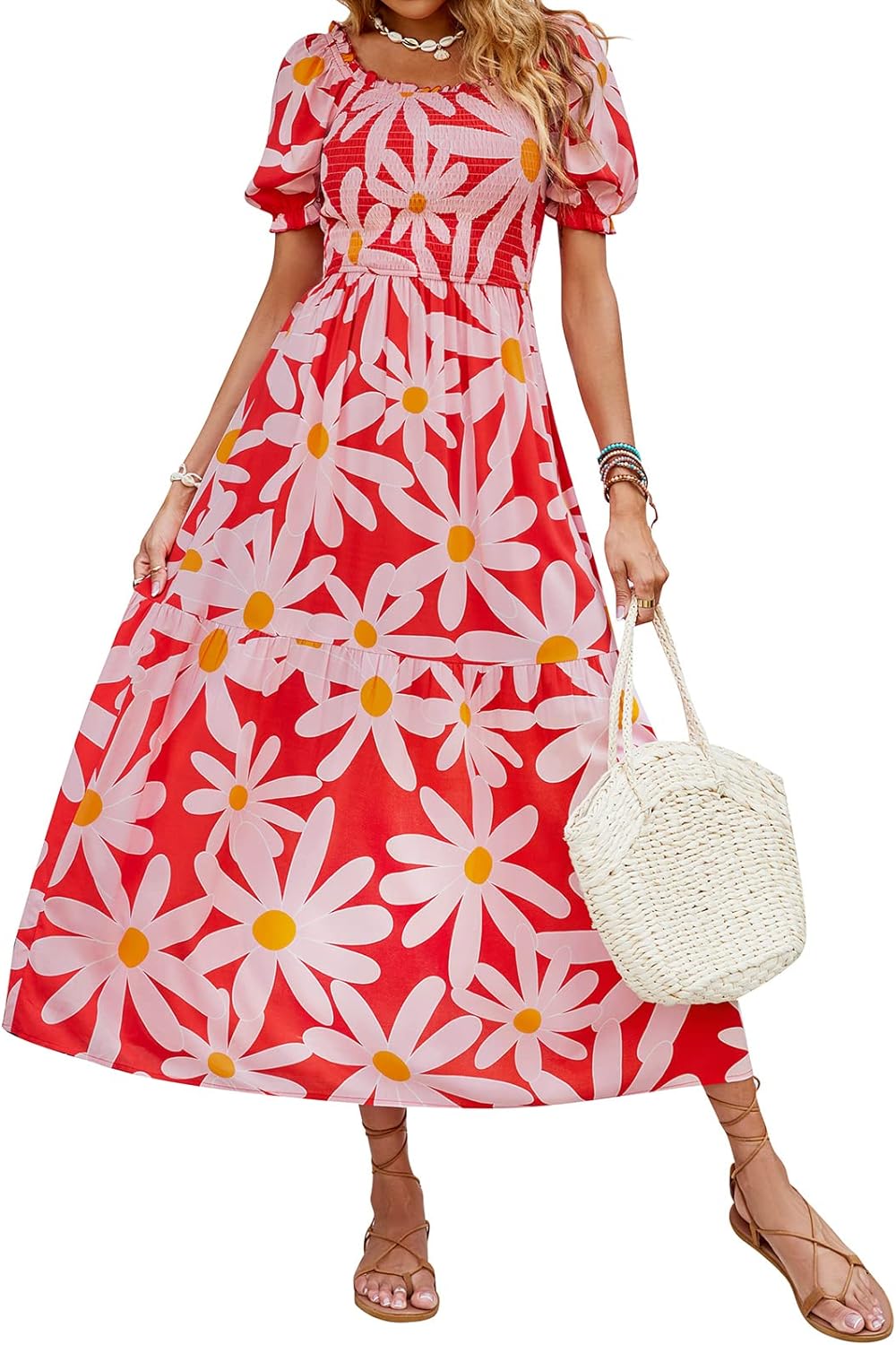 Flowers Print Stylish Dress Long Dress