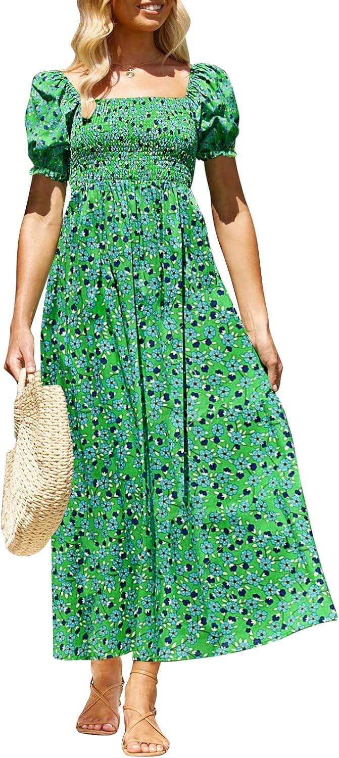 Flowers Print Stylish Dress Long Dress
