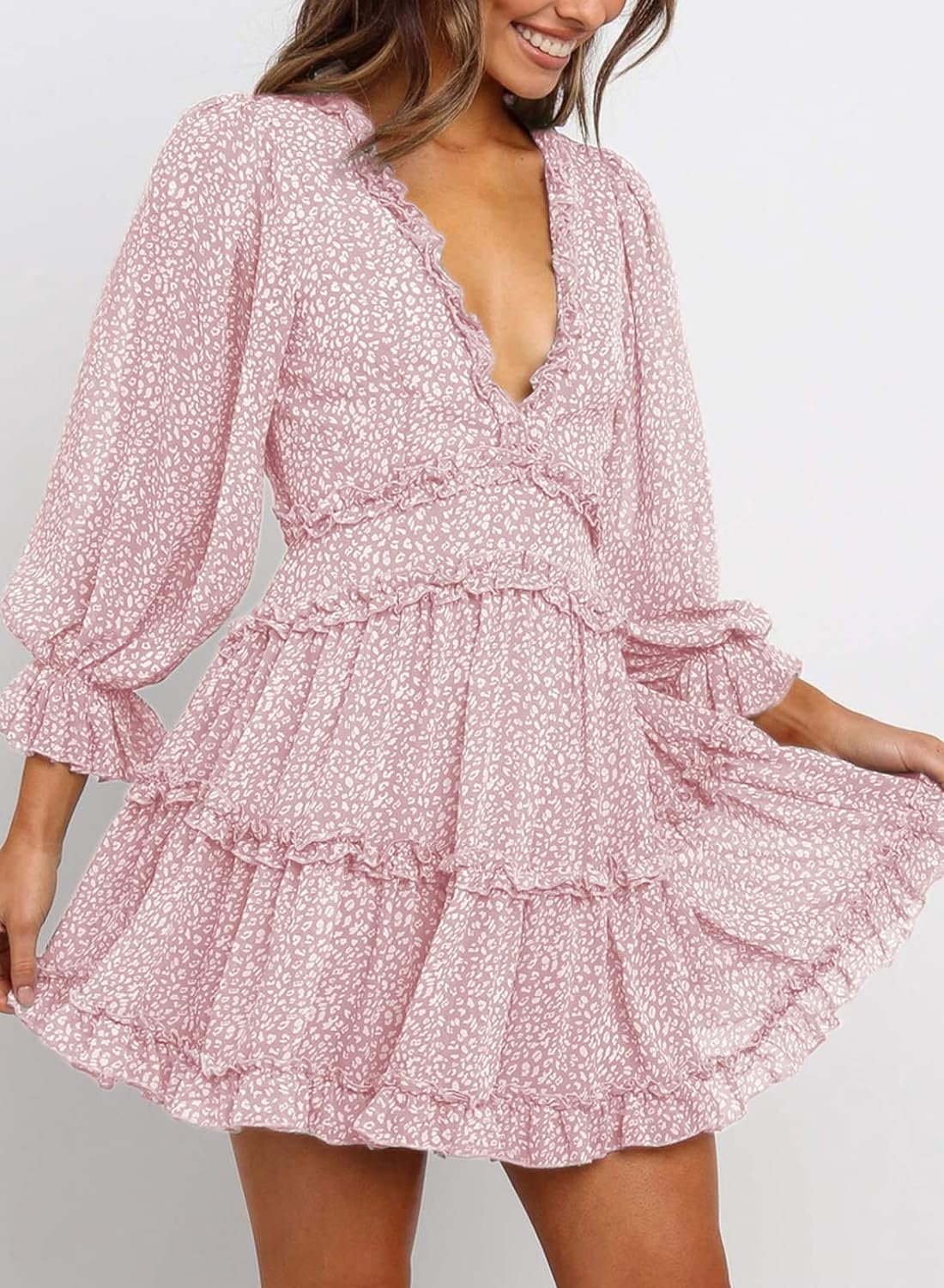 Fancy Floral Print Mini Dress