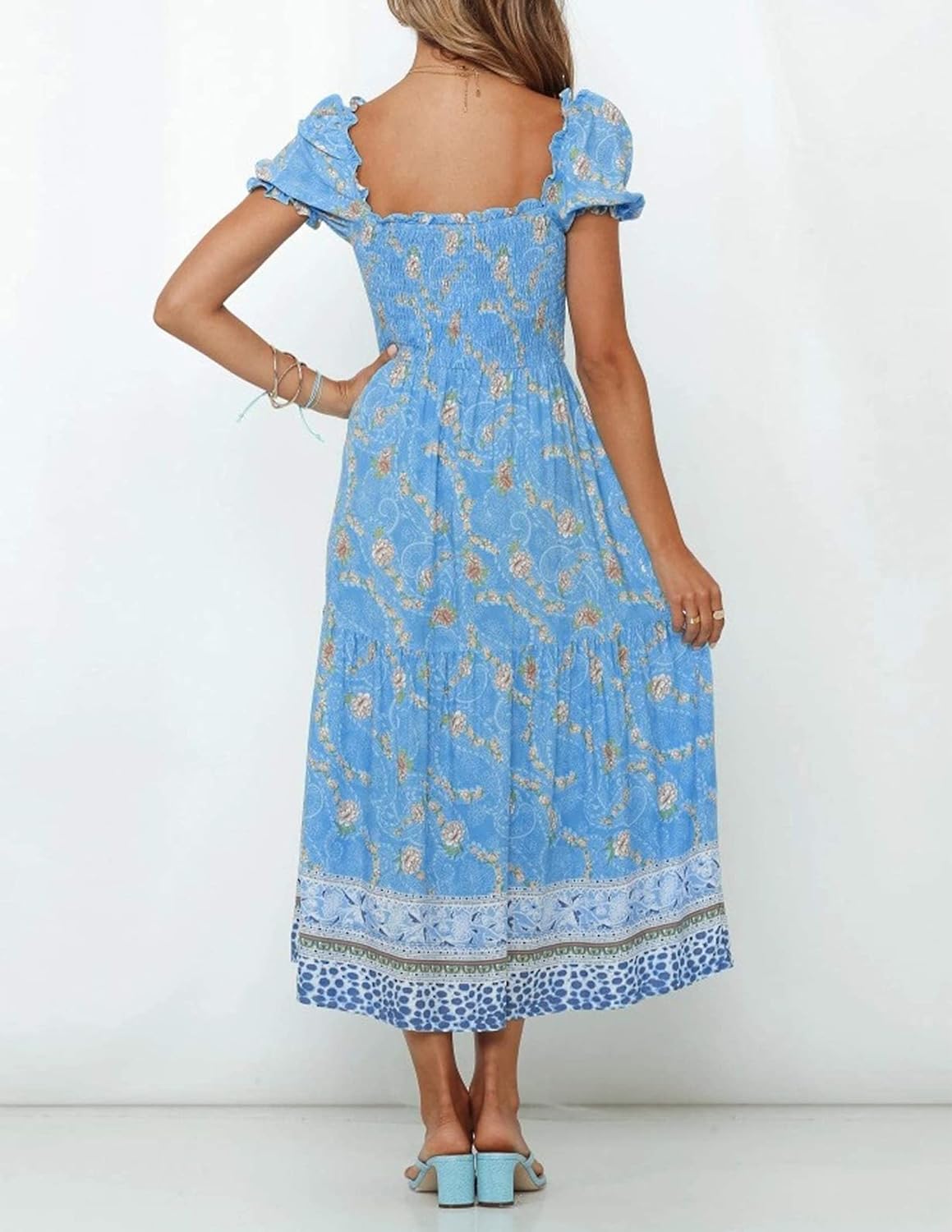 Flowers Print Stylish Dress Long Dress