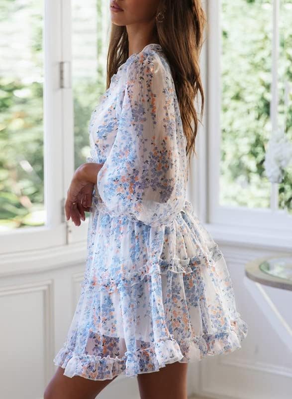 Fancy Floral Print Mini Dress