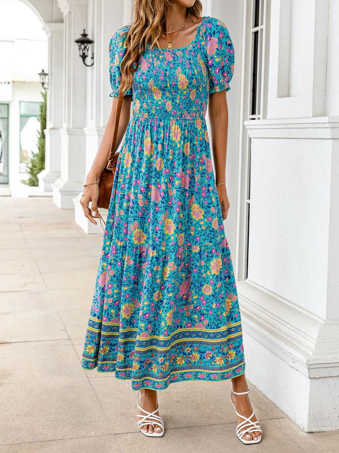 Flowers Print Stylish Dress Long Dress