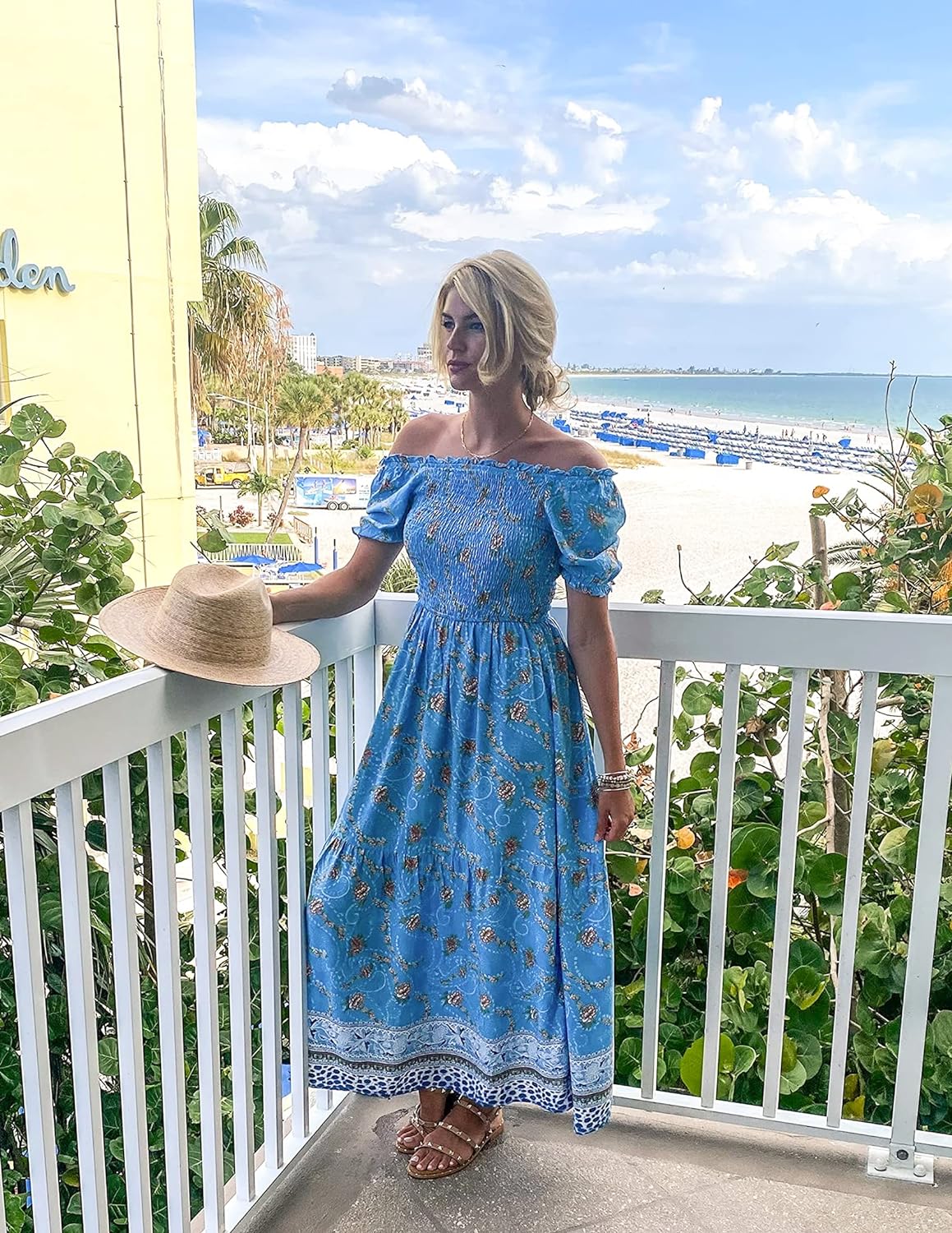 Flowers Print Stylish Dress Long Dress