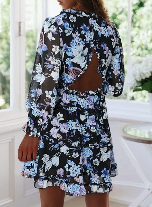 Fancy Floral Print Mini Dress