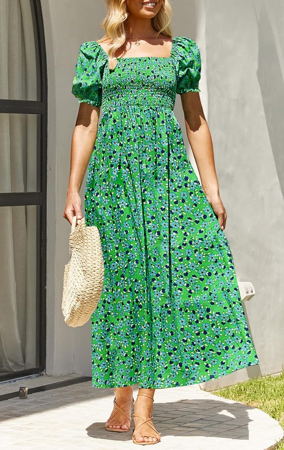 Flowers Print Stylish Dress Long Dress