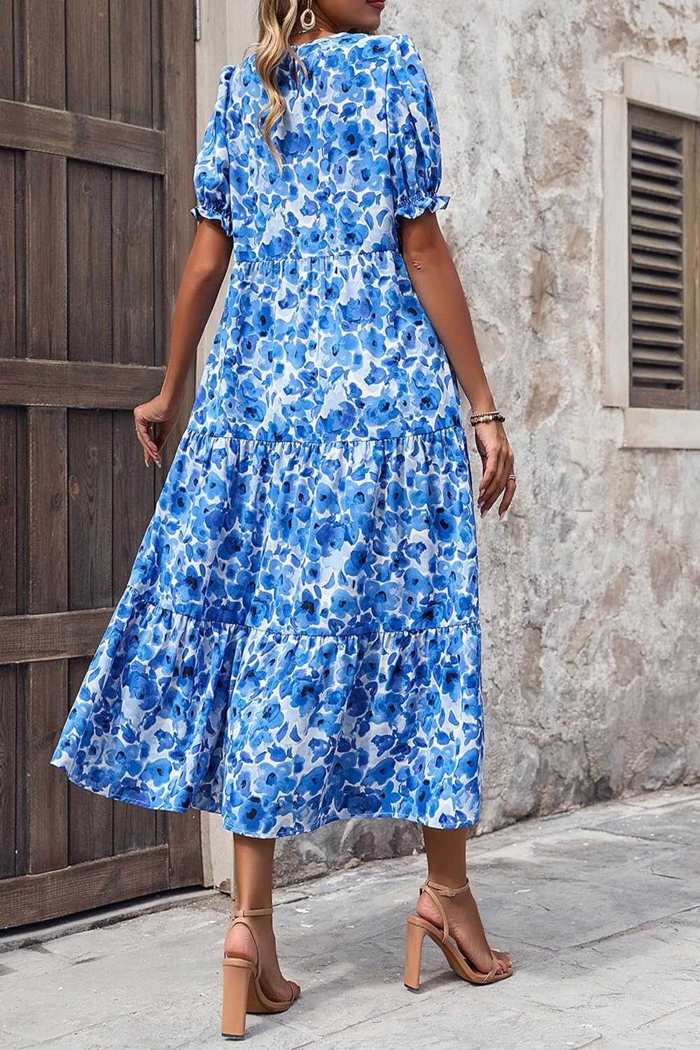 Women's Flowers Printed Design Sleeve Dresses