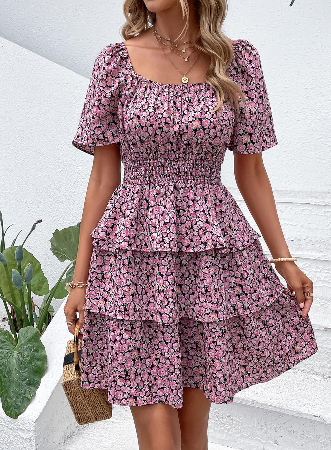 Stylish Printed Summer Short Dress