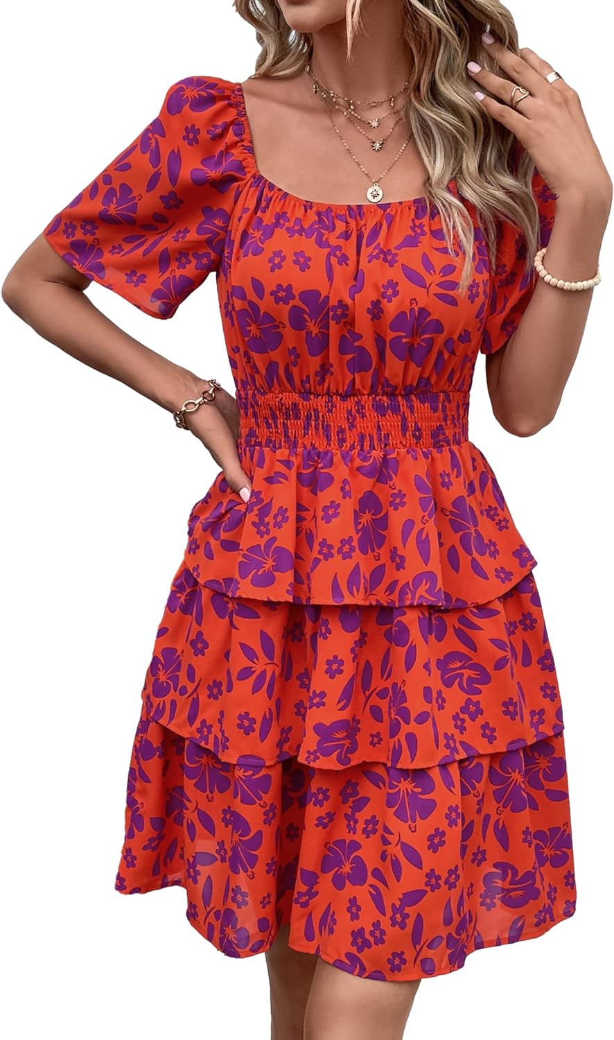 Stylish Printed Summer Short Dress
