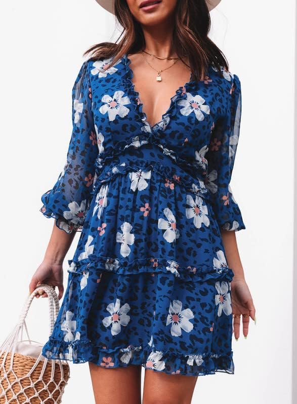 Fancy Floral Print Mini Dress