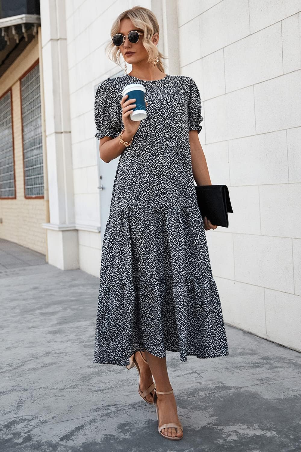 Women's Flowers Printed Design Sleeve Dresses